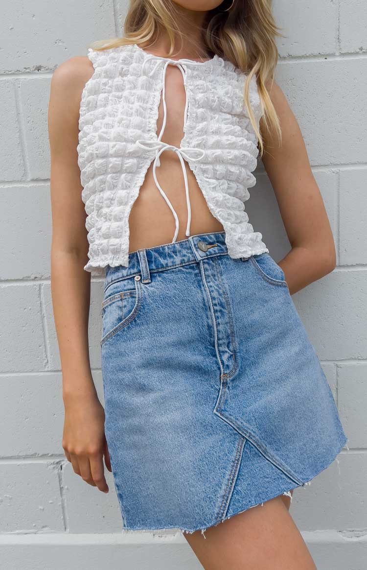 ABRAND A Aline Felicia Mid Vintage Blue Mini Skirt