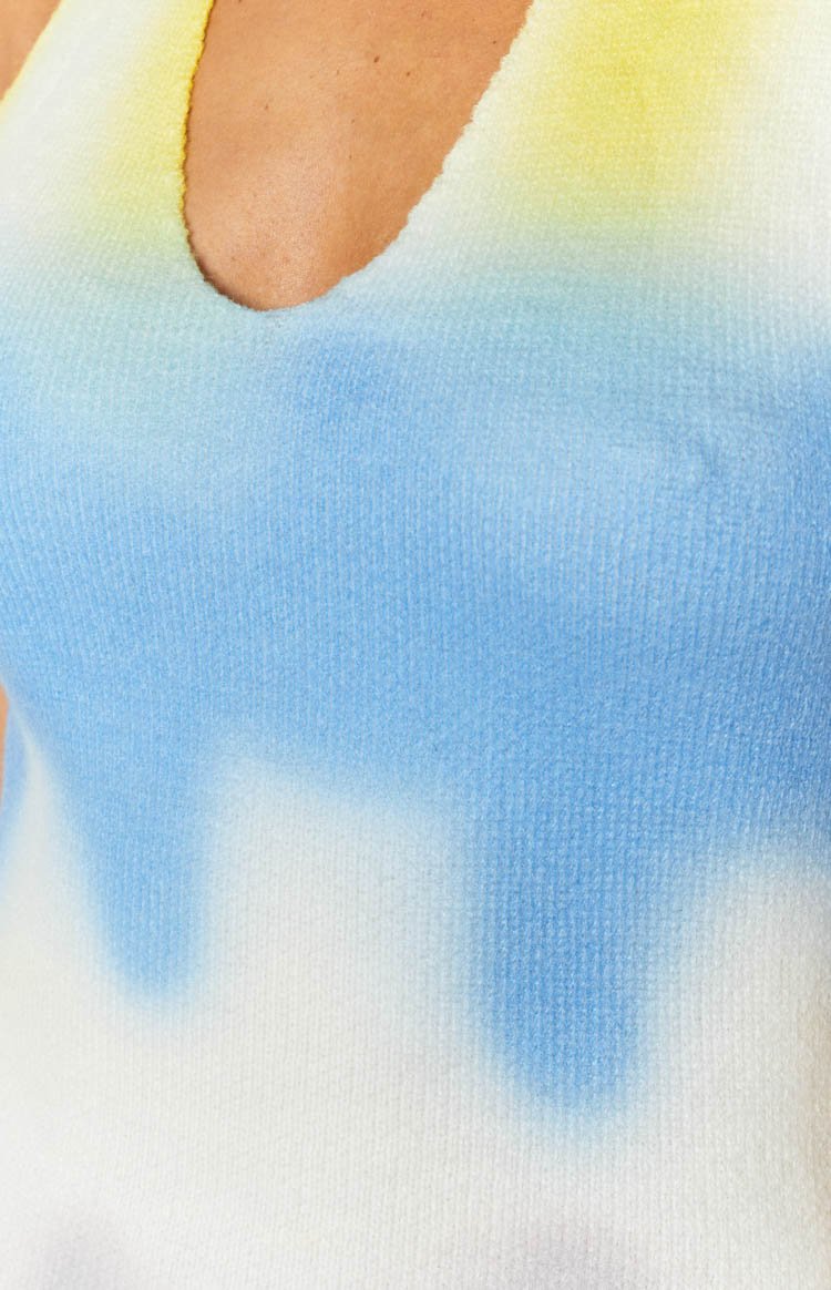 Graffiti Halter Mini Dress Yellow