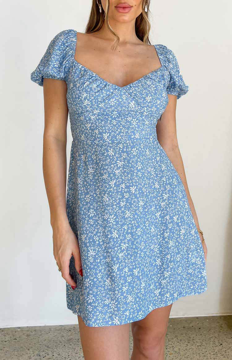 Delray Blue Floral Mini Dress
