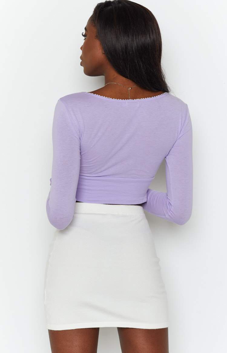 Michelle Long Sleeve Crop Top Lilac