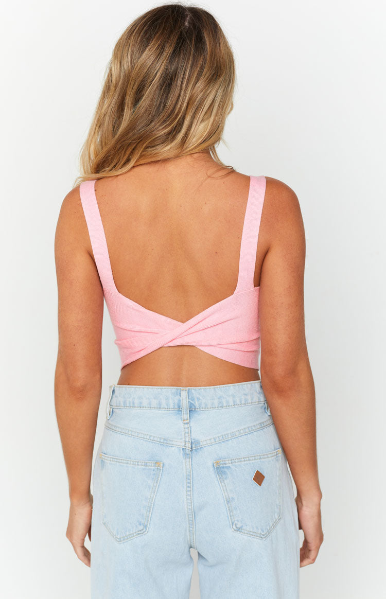 Jellie Pink Knit Twist Top