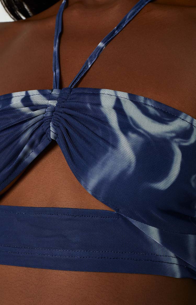 Brianna Navy Mesh Crop Top