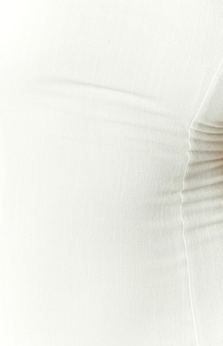 Vienna White Linen Blend Strapless Midi Dress