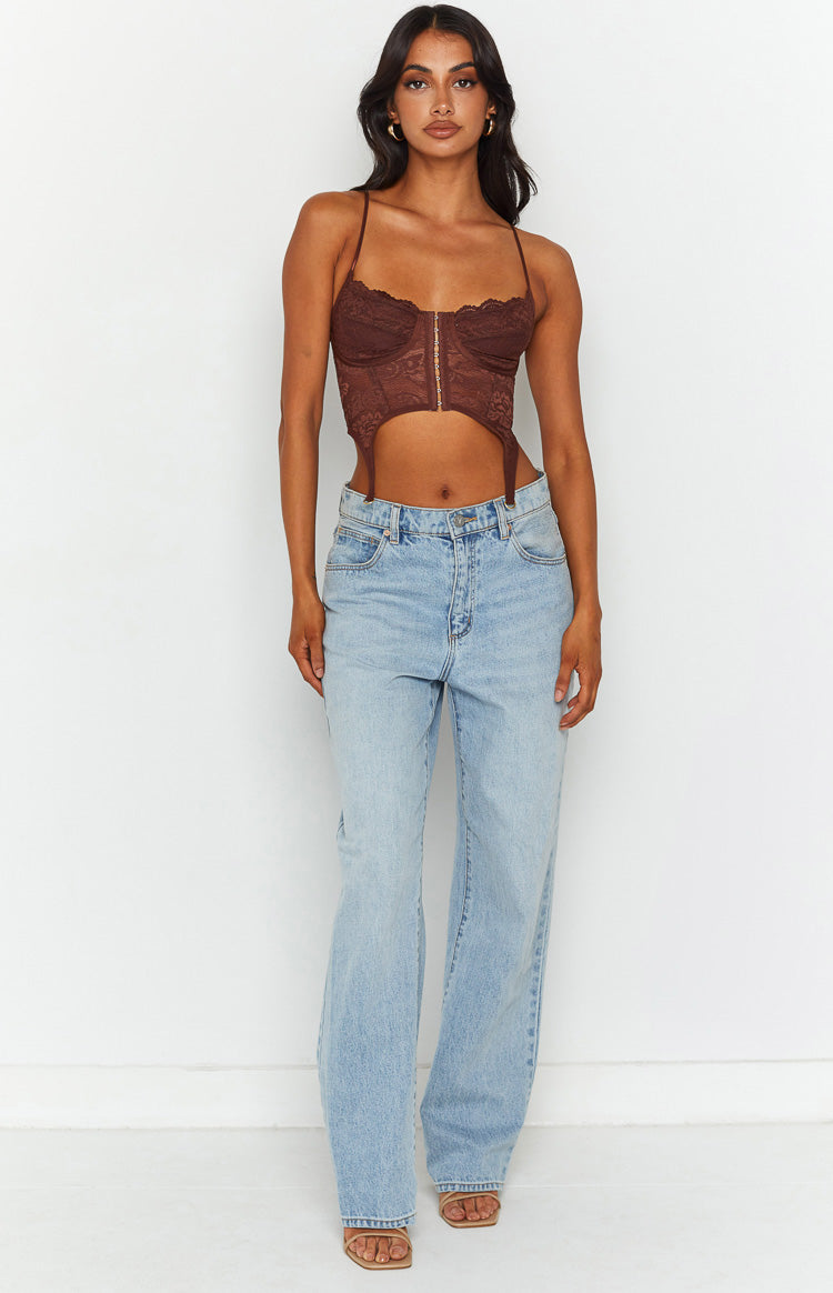 Beckster Brown Garter Corset Top