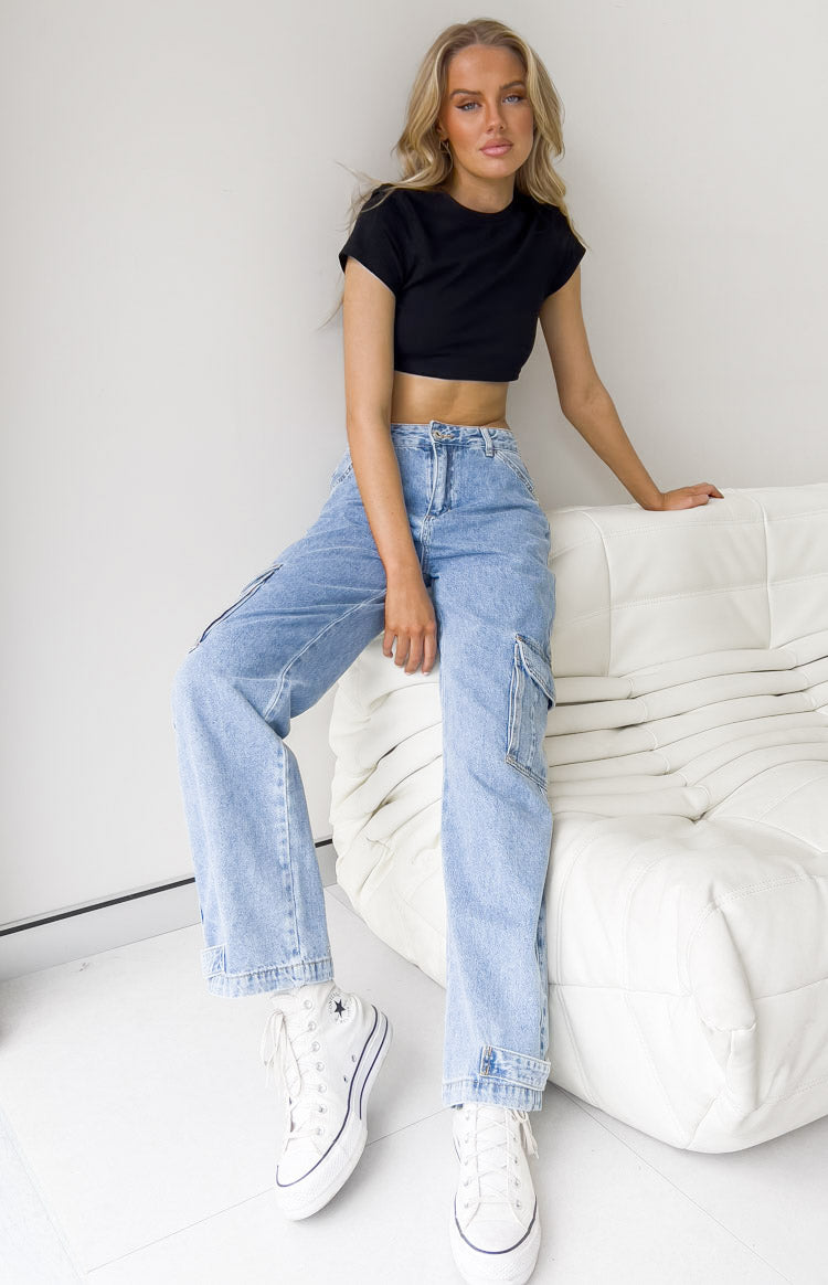Coco Blue Denim Cargo Jeans