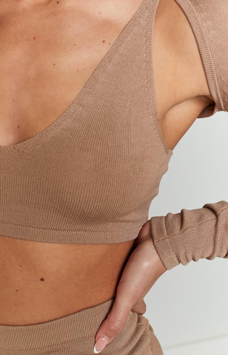 Chloe Taupe Knit Bolero and Bralette Set