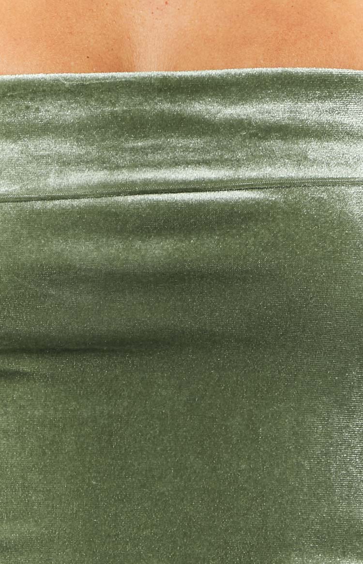 Arleth Green Strapless Velvet Top