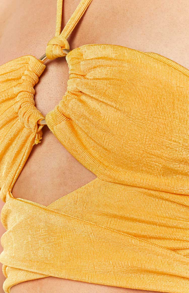 Marleigh Yellow Ring Halter Top
