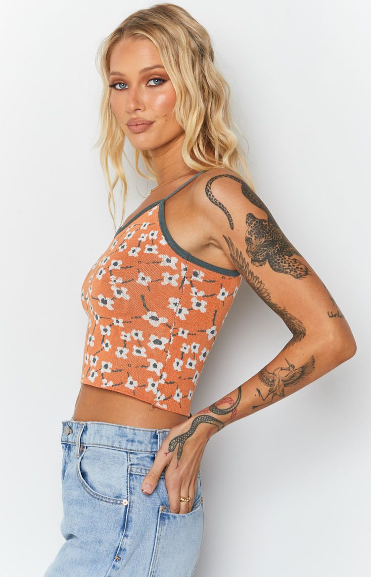 White Blossom Crop Top Orange
