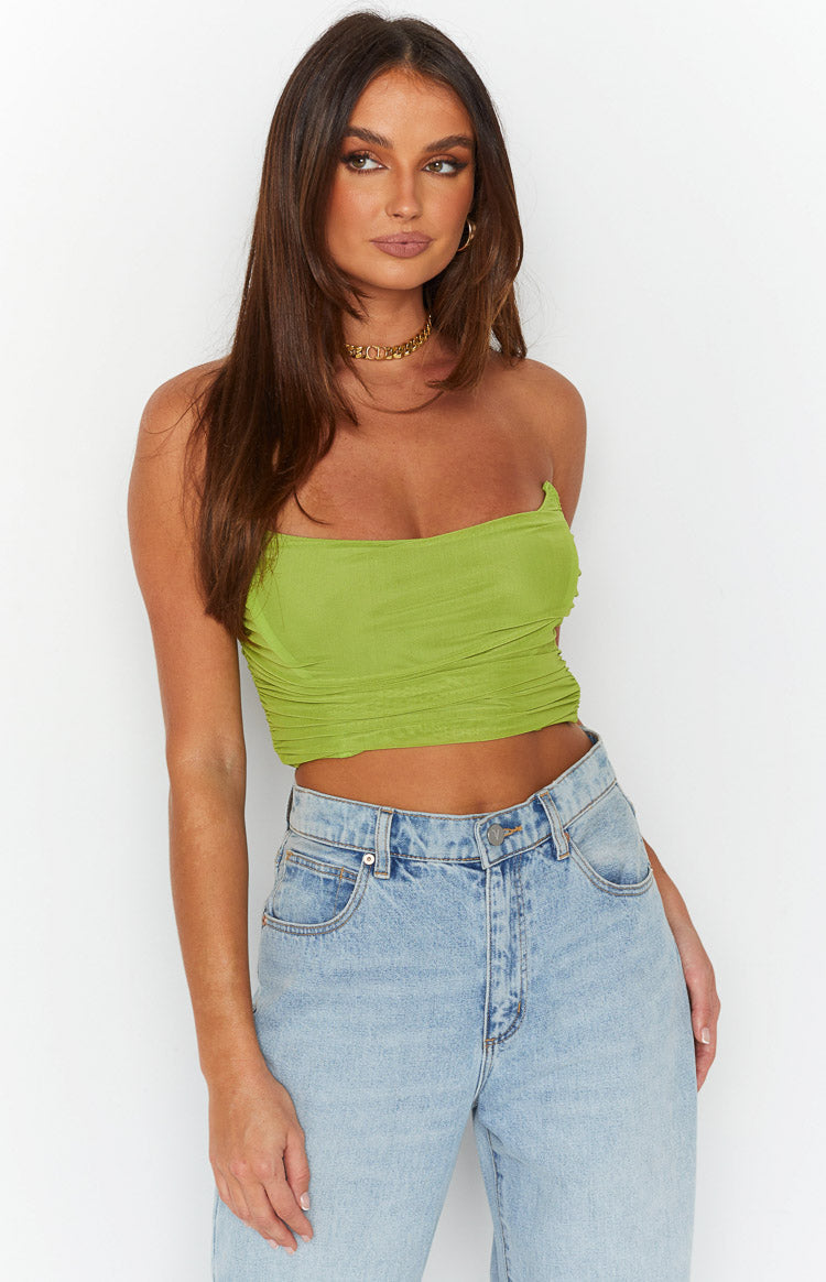 Azalea Green Ruched Corset Top
