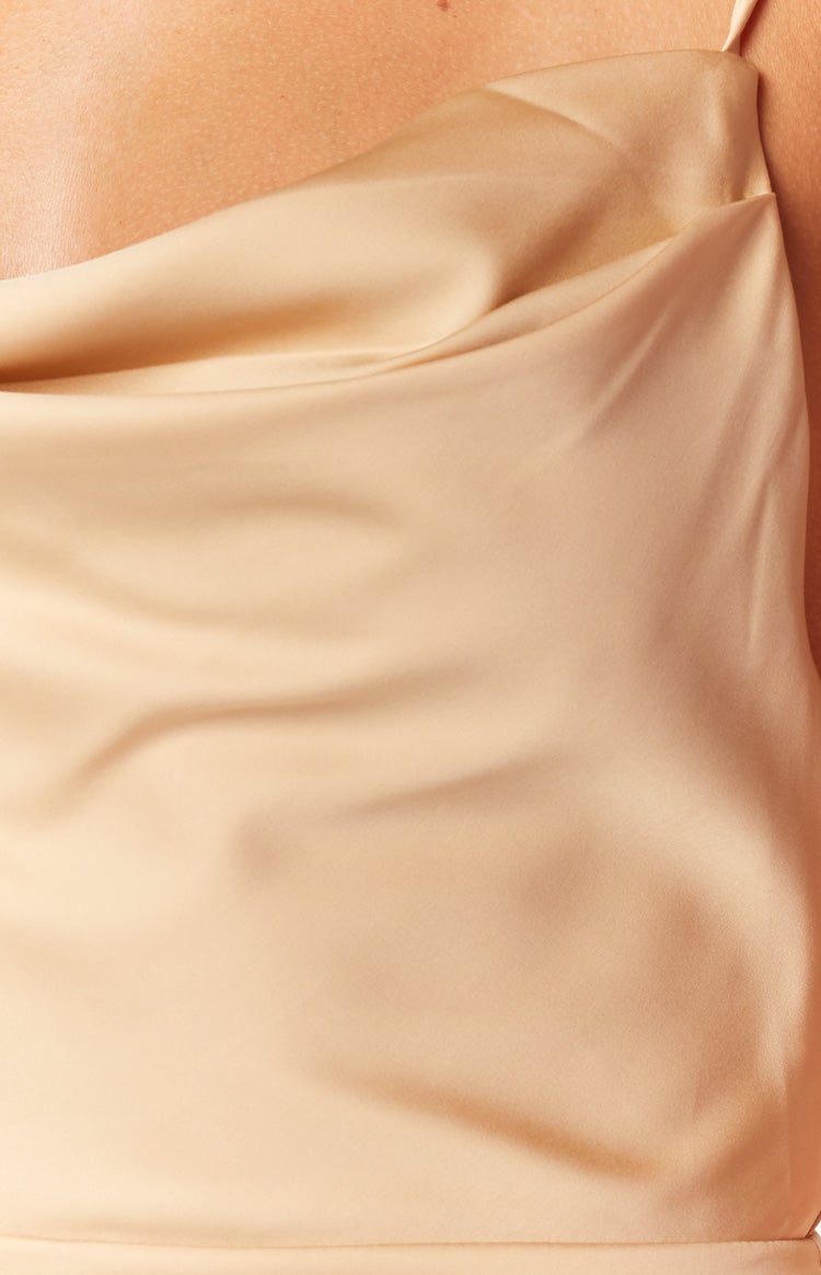 Maybelle Champagne Formal Maxi Dress