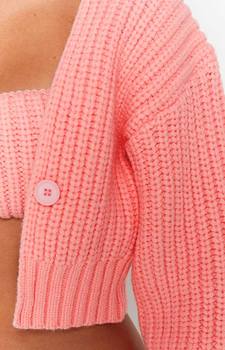 Debbie Pink Chunky Knit Cardigan