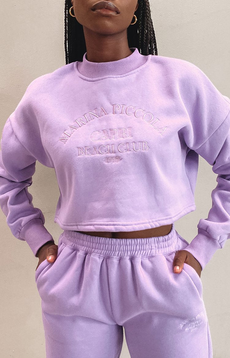 Capri Beach Cropped Crew Lilac