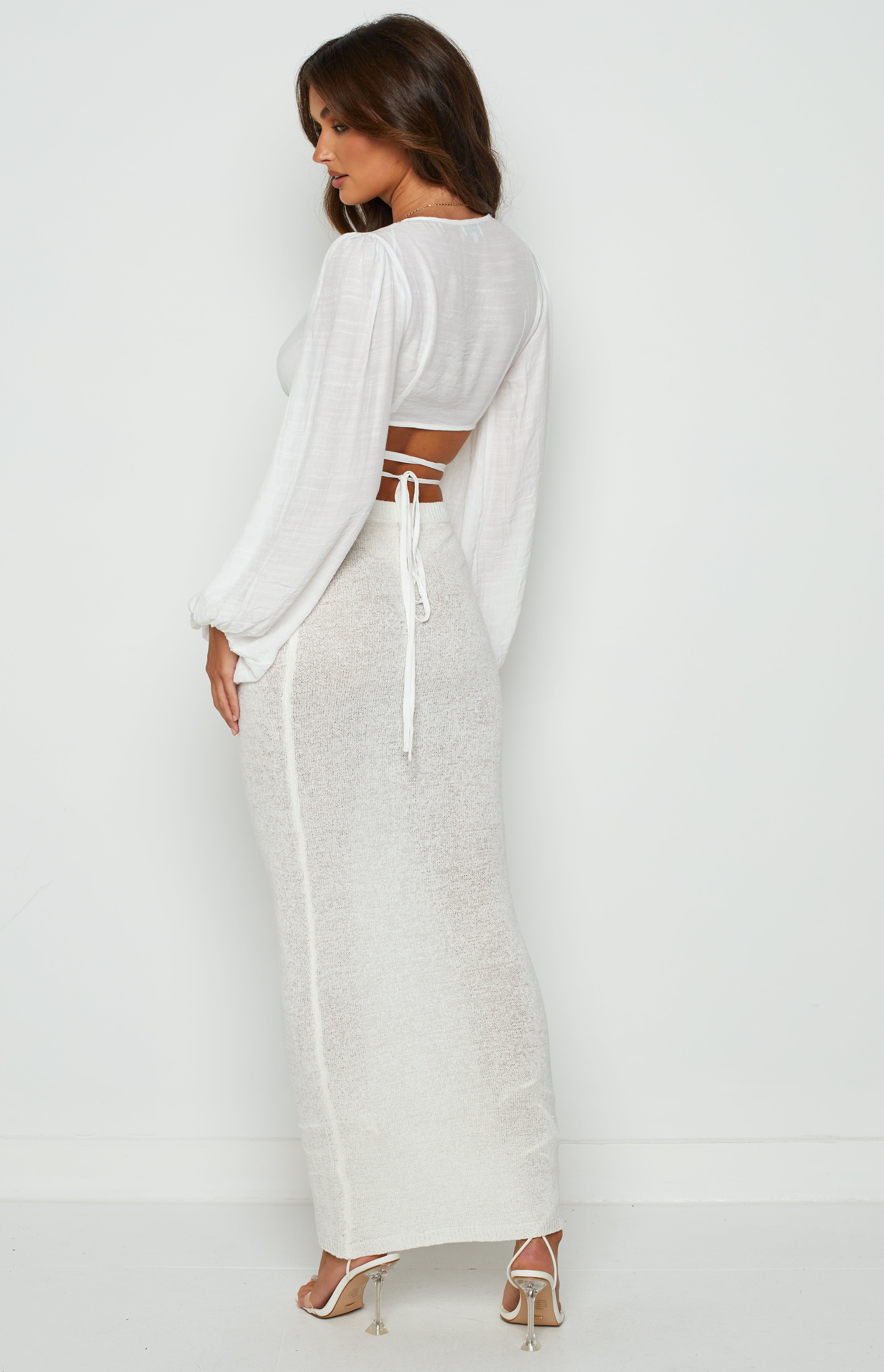 Kirsten White Low Waist Knit Skirt