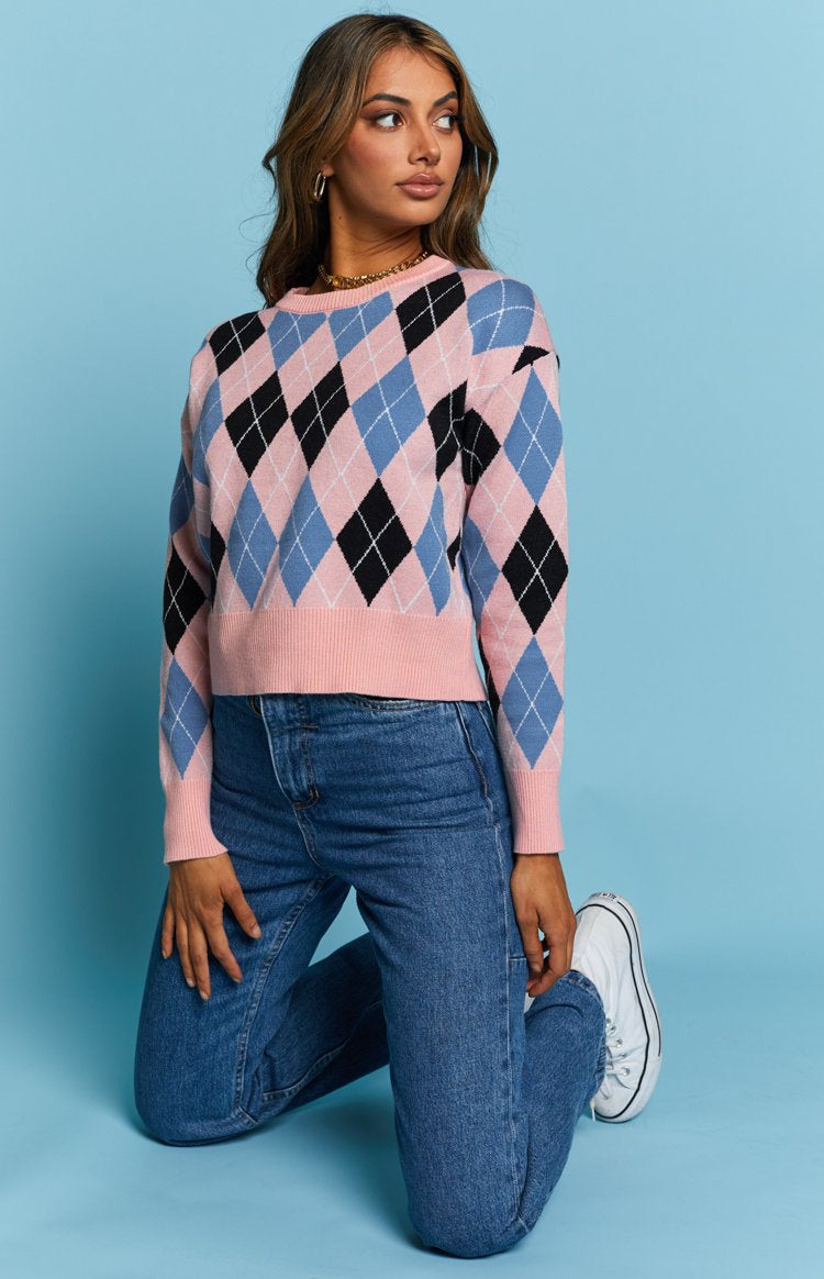 Raelyn Check Jumper Pink