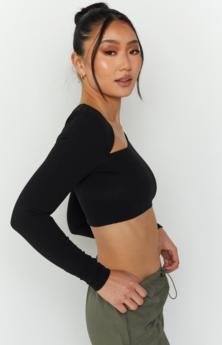 Sariah Black Long Sleeve Top