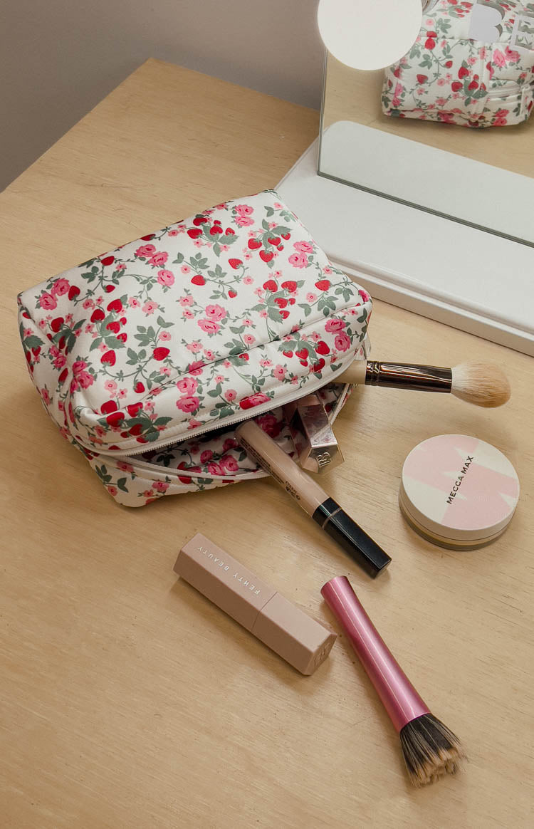 Floral Satin Make-Up Bag