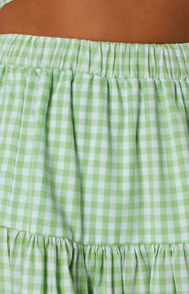 Cosmos Maxi Skirt Green Gingham