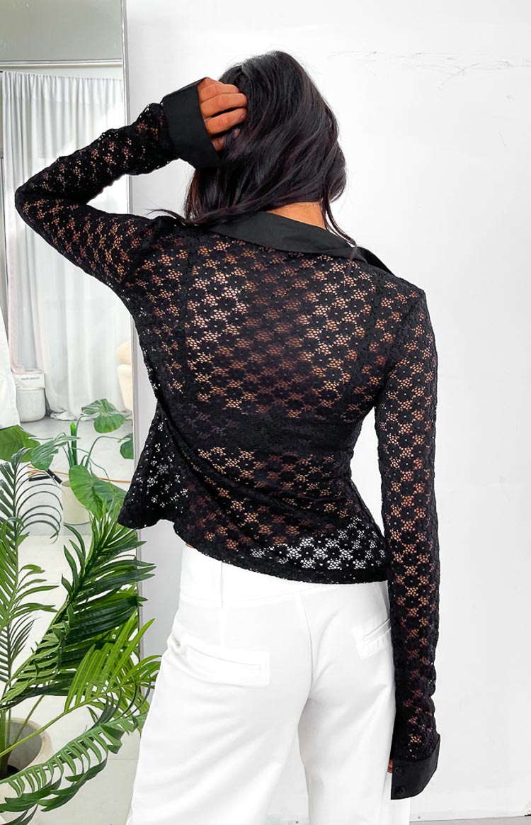 Amber Black Lace Long Sleeve Top