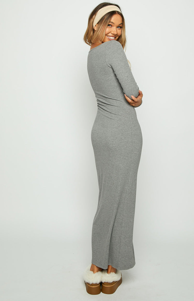 Lily Grey Long Sleeve Maxi Dress