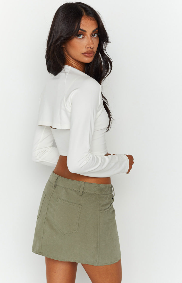 Alaia Khaki Low Rise Mini Skirt