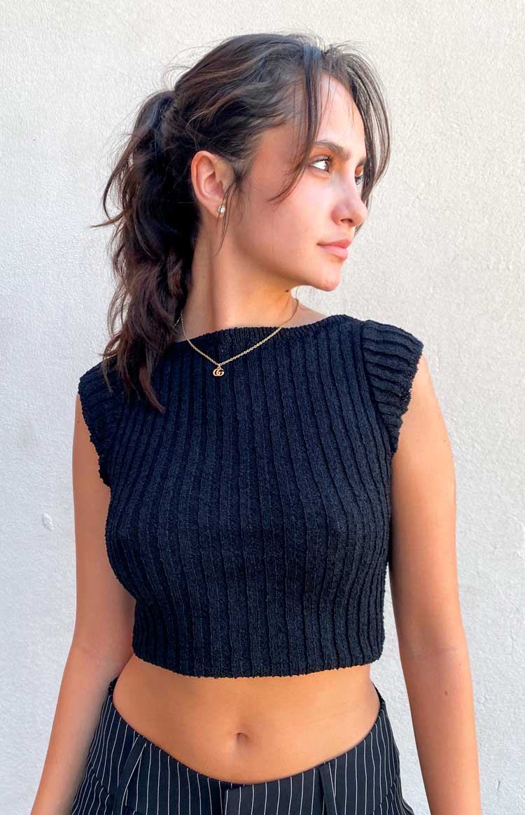 Lucinda Black Knit Top