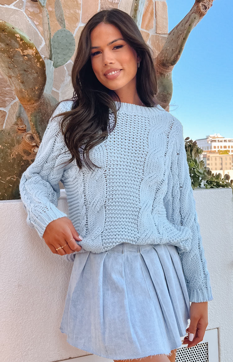 Everlea Blue Cable Knit Sweater