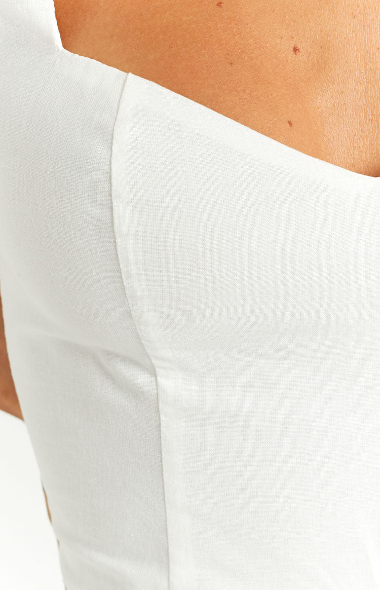 Bianka White Linen Blend Mini Dress