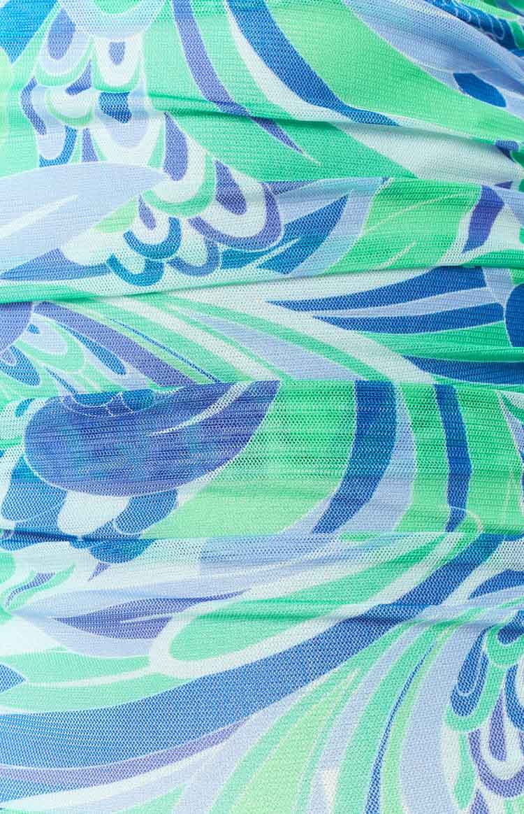 Violet Blue Print Mesh Mini Skirt