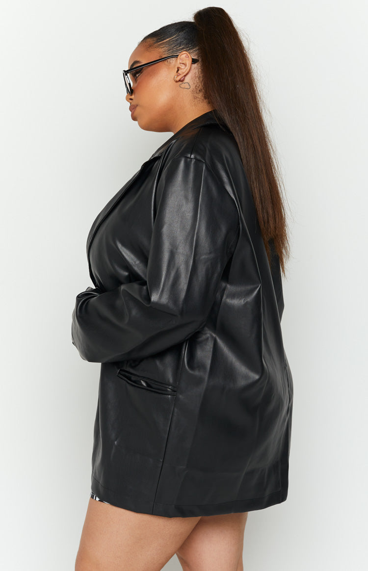 Galantis Black PU Blazer