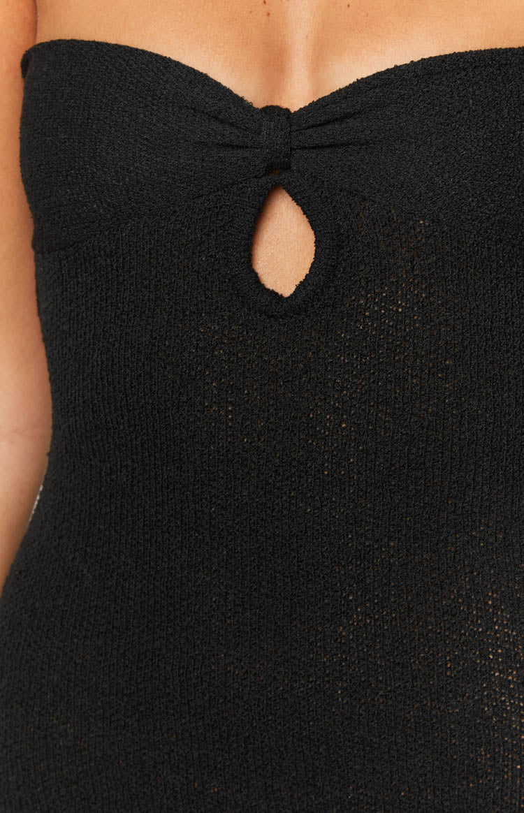 Ciela Black Knit Strapless Mini Dress