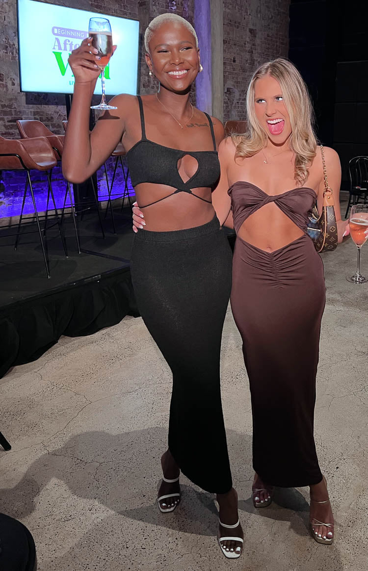 Ellah Black Knit Midi Skirt