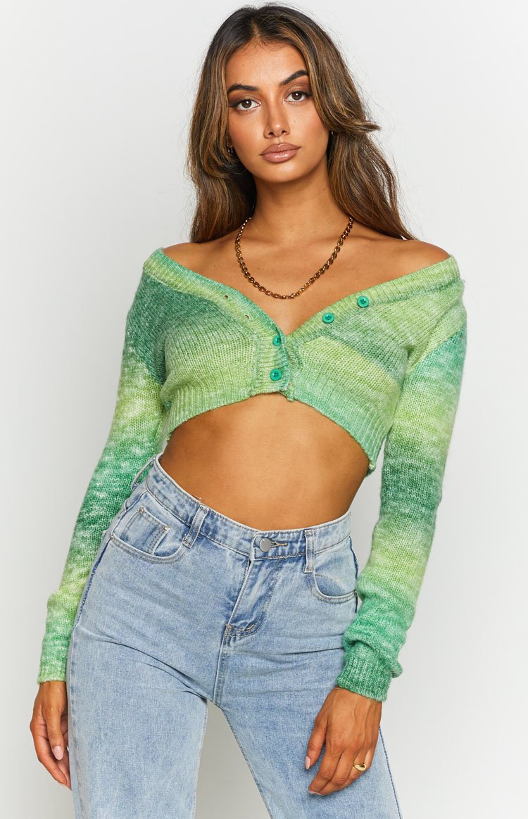 Viviana Spacedye Crop Cardigan Green