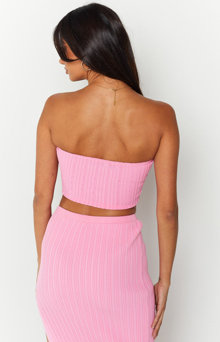 Summertime Pink Knit Bandeau Top