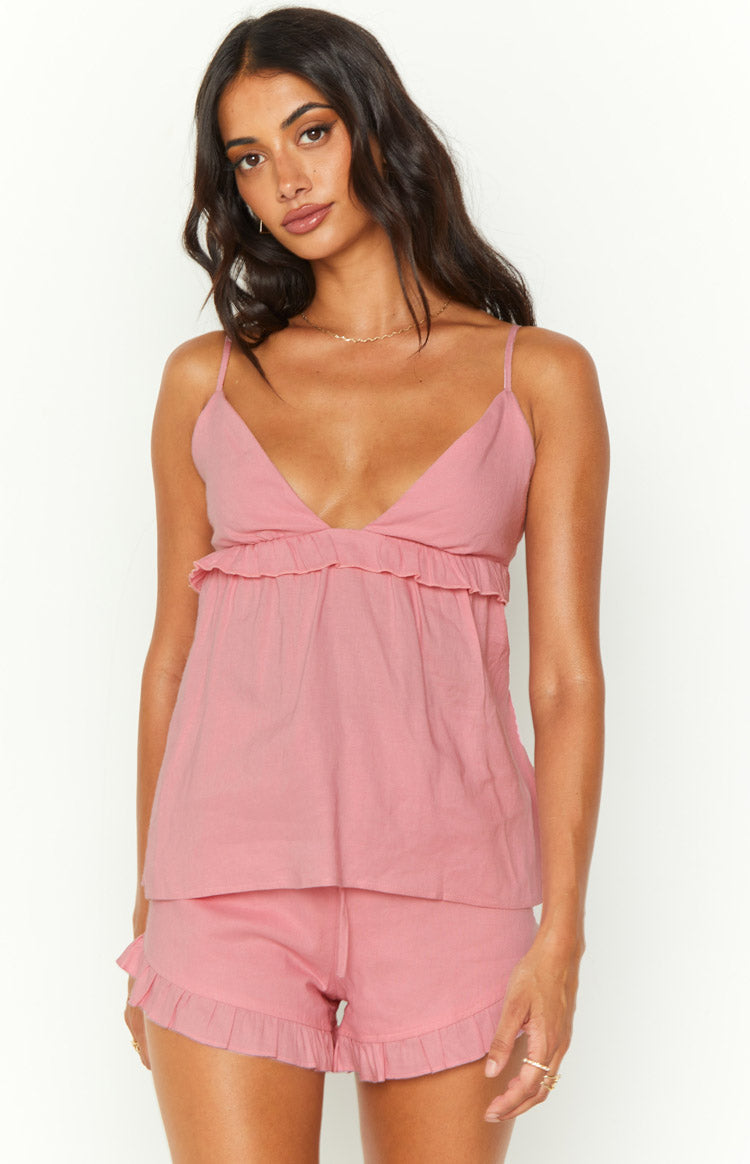 Lydia Pink Linen Blend Top