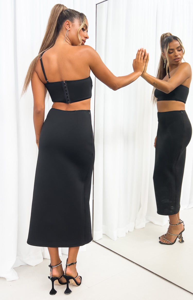 Kourtney Black Midi Skirt