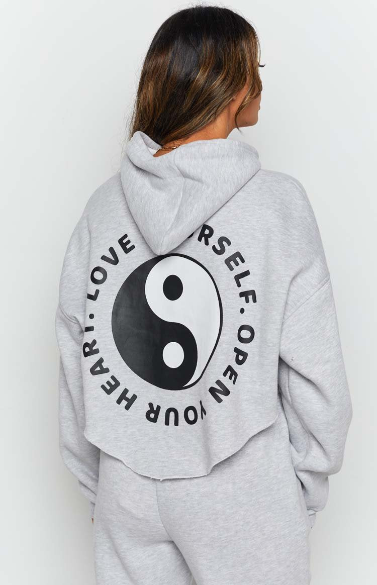 Yin Yang Hoodie Grey Marle