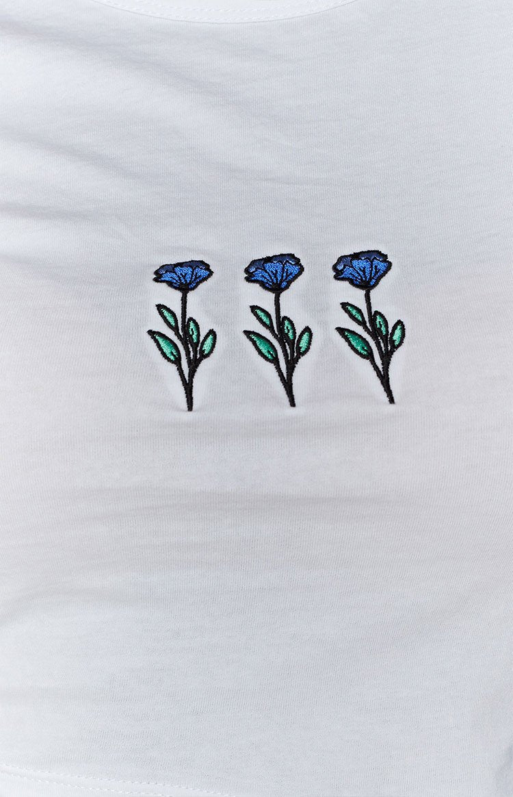 Three Flower Crop Tee White
