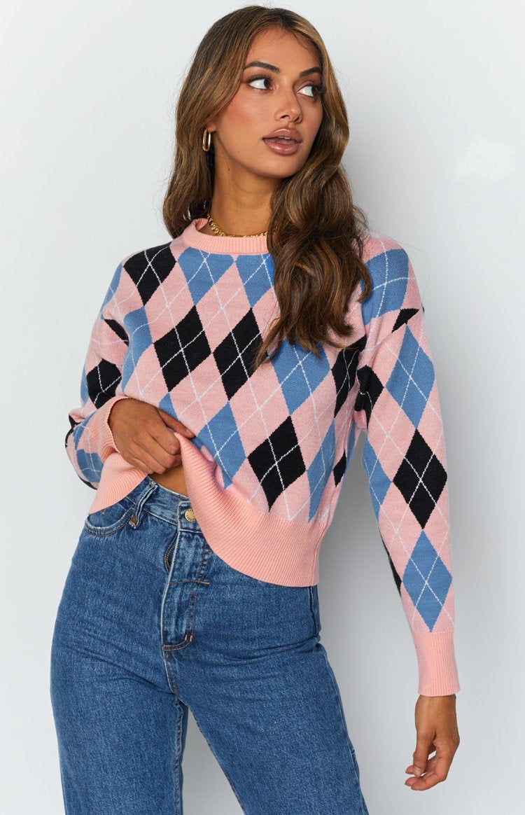 Raelyn Check Jumper Pink