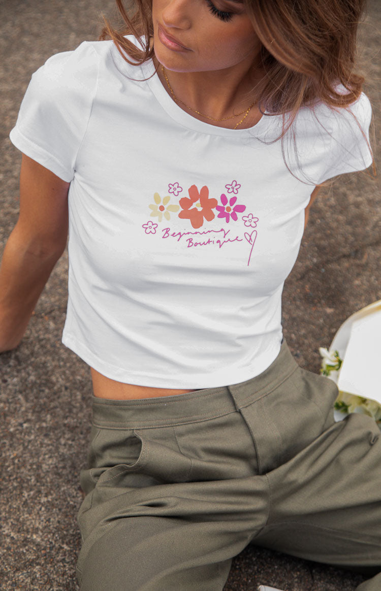 Summer Bloom White Graphic Tee