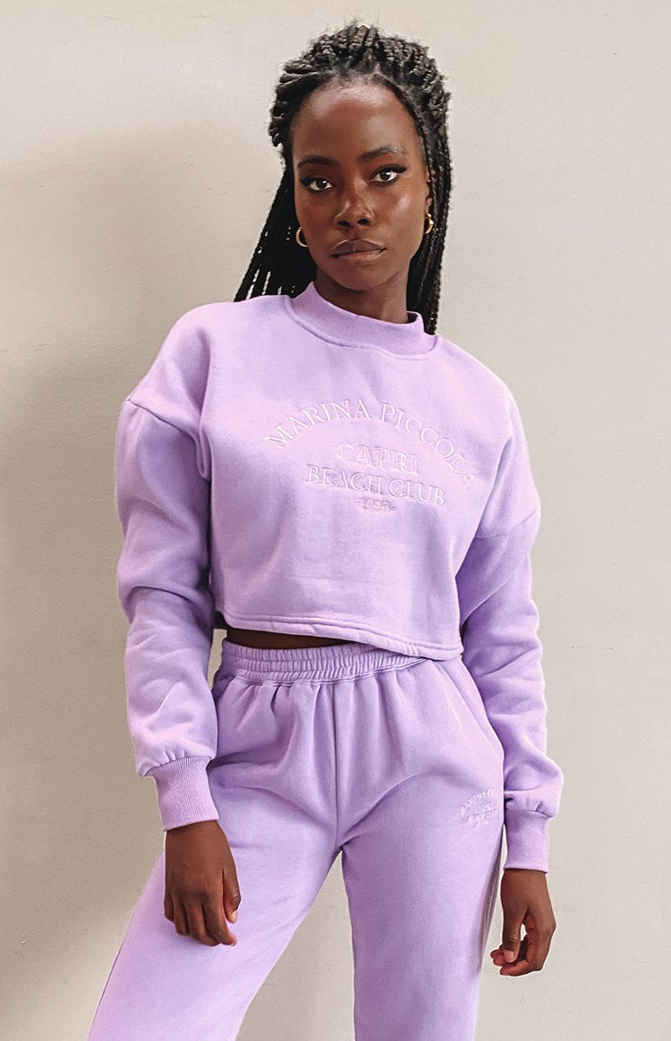 Capri Beach Cropped Crew Lilac