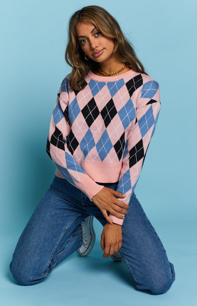 Raelyn Check Jumper Pink