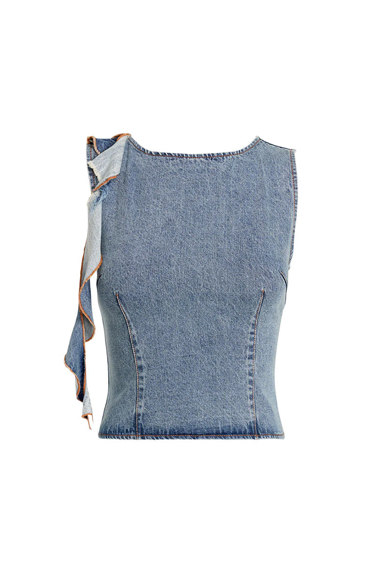 Lioness Rendezvous Faded Denim Top