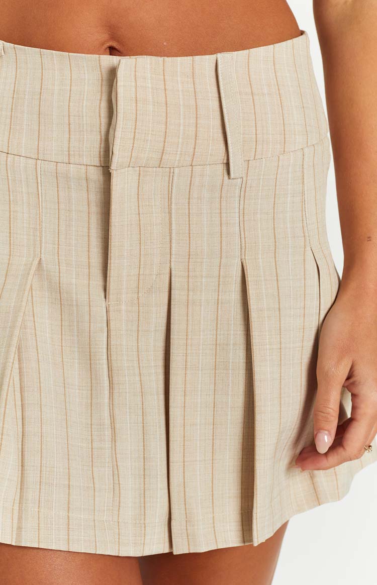 Azari Cream Pleated Mini Skirt