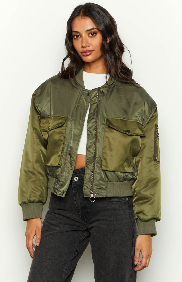 She's Mine Green Bomber Jacket