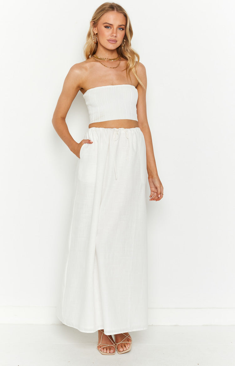 Paisley White Maxi Skirt