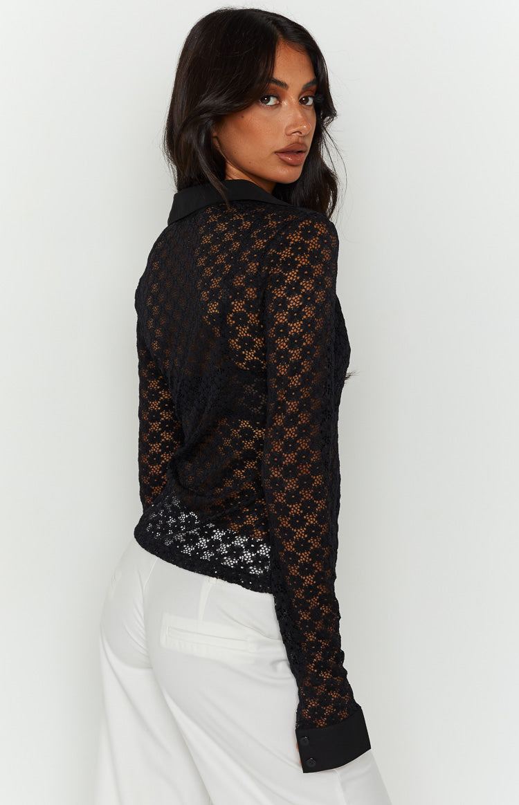 Amber Black Lace Long Sleeve Top