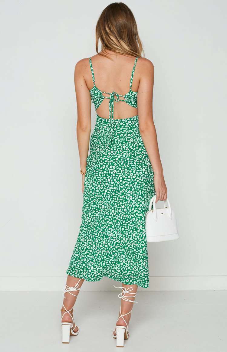 Delphine Green Floral Midi Dress