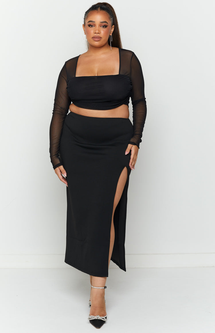 Kourtney Black Midi Skirt