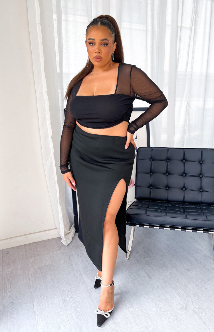 Kourtney Black Midi Skirt